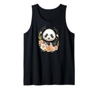 Cute Panda Love Flower Animal Black and White Bear Camiseta sin Mangas