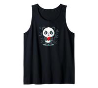 Cute Panda Love Hearts Animal Black and White Camiseta sin Mangas