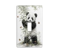 Cute Panda - Placa de cubierta para interruptor de luz, diseño de bambú blanco y negro para habitaciones de niños, placas de pared termoplásticas, tamaño estándar, palanca individual