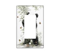 Cute Panda - Placa de cubierta para interruptor de luz, diseño de bambú blanco y negro para habitaciones de niños, placas de pared termoplásticas, tamaño estándar basculante individual