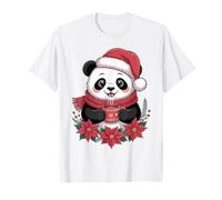 Cute Panda Santa Drinking Coffee Christmas Holiday Art Camiseta