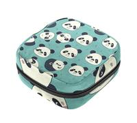 Cute Pandas Head First Period Kit para niñas, bolsa menstrual de tampón, soporte para almohadilla de lactancia con cremallera, organizador de servilletas sanitarias