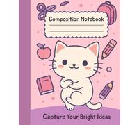 Cute Pastel Cat Composition Notebook for Girls | Wide Ruled 7.5x9.25 Inch, 110 Pages | Back to School Journal: Adorable Pink and Purple School ... for Writing, Drawing, and Creative Ideas