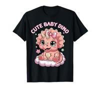 Cute Pastel Dinosaur Girl Kawaii Pink Baby Triceratops Dino Camiseta