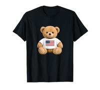 Cute Patriotic Teddy Bear American Flag Ilustration Graphic Camiseta