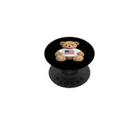 Cute Patriotic Teddy Bear American Flag Ilustration Graphic PopSockets PopGrip Adhesivo
