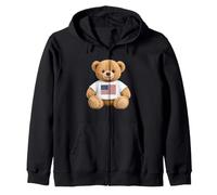 Cute Patriotic Teddy Bear American Flag Ilustration Graphic Sudadera con Capucha