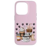 Cute Paw Feline Life Better With Cats & Coffee Tea Cat Mum Carcasa para iPhone 14 Pro