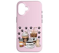 Cute Paw Feline Life Better With Cats & Coffee Tea Cat Mum Carcasa para iPhone 16
