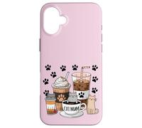 Cute Paw Feline Life Better With Cats & Coffee Tea Cat Mum Carcasa para iPhone 16 Plus