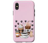 Cute Paw Feline Life Better With Cats & Coffee Tea Cat Mum Carcasa para iPhone X/XS