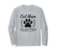 Cute Paw Feline Life is Better with Cats Social Club Cat Mum Manga Larga