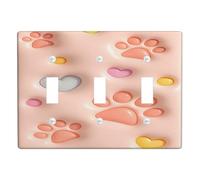 Cute Paws - Placas de cubierta para interruptor de luz, fundas de tomacorrientes, huellas de animales de melocotón suave para decoración del hogar, uso diario, placas de pared termoplásticas, tamaño