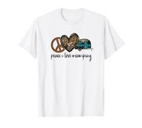 Cute Peace Love Camping Graphic For Women Vintage Camper Mom Camiseta