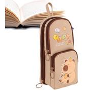 Cute Pen Pouch - Canvas Panda Holder, Writing Supply Bag | 6 Compartment Organizer with Expandable Feature, Multi Pocket Pencil Storage for Classroom Tools, Study Table, Art Studio Use