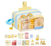 Cute Pencil Case with Supplies 30 Pieces Cartoon Cheese Large Capacity