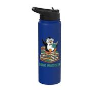 Cute Penguin Book Waddler Reading Books Stainless Steel Insulated Water Bottle