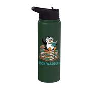 Cute Penguin Book Waddler Reading Books Stainless Steel Insulated Water Bottle