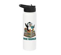 Cute Penguin Book Waddler Reading Books Stainless Steel Insulated Water Bottle