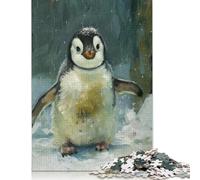 Cute Penguin Cub Snow Art Puzzles Imposible,desafío for Adults Entretenimiento Creativo 1000 Piezas Obra De Arte De Juego De para Adultos, Regalos A Partir De 14 Años 500pcs (52x38cm)