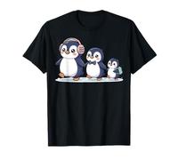 Cute Penguin Family Walking Winter Cartoon Camiseta