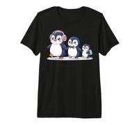 Cute Penguin Family Walking Winter Cartoon Camiseta Premium