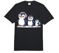 Cute Penguin Family Walking Winter Cartoon Comfort Colors Adult Heavyweight T-Shirt