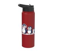 Cute Penguin Family Walking Winter Cartoon Stainless Steel Insulated Water Bottle