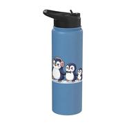 Cute Penguin Family Walking Winter Cartoon Stainless Steel Insulated Water Bottle