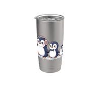 Cute Penguin Family Walking Winter Cartoon Vaso térmico de acero inoxidable de doble pared