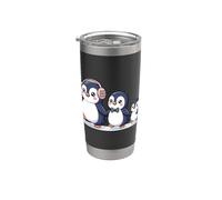 Cute Penguin Family Walking Winter Cartoon Vaso térmico de acero inoxidable de doble pared