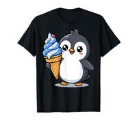 Cute Penguin Holding Ice Cream Cone Cartoon Camiseta