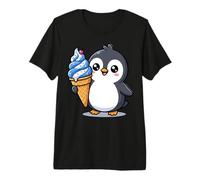 Cute Penguin Holding Ice Cream Cone Cartoon Camiseta Premium