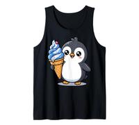 Cute Penguin Holding Ice Cream Cone Cartoon Camiseta sin Mangas