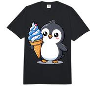 Cute Penguin Holding Ice Cream Cone Cartoon Comfort Colors Adult Heavyweight T-Shirt