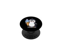 Cute Penguin Holding Ice Cream Cone Cartoon PopSockets PopGrip Adhesivo