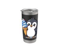 Cute Penguin Holding Ice Cream Cone Cartoon Vaso térmico de acero inoxidable de doble pared