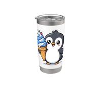 Cute Penguin Holding Ice Cream Cone Cartoon Vaso térmico de acero inoxidable de doble pared