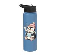 Cute Penguin Hot Cocoa Winter Beanie Scarf Socks Stainless Steel Insulated Water Bottle