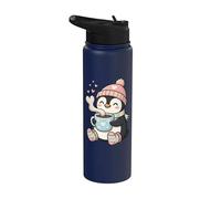 Cute Penguin Hot Cocoa Winter Beanie Scarf Socks Stainless Steel Insulated Water Bottle