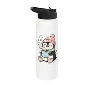 Cute Penguin Hot Cocoa Winter Beanie Scarf Socks Stainless Steel Insulated Water Bottle