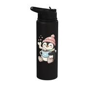 Cute Penguin Hot Cocoa Winter Beanie Scarf Socks Stainless Steel Insulated Water Bottle