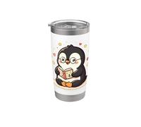 Cute Penguin Reading Book Lover Art Vaso térmico de acero inoxidable de doble pared