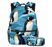 Cute Penguin Stay Ahead of The Class, mochila con estuche para lápices, juego de 2 mochilas escolares imprescindibles para niños, niñas y adolescentes, Multicolor#07, B：29.4x20x40cm P：19x7.5x3.8cm,