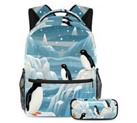 Cute Penguin Stay Ahead of The Class, mochila con estuche para lápices, juego de 2 mochilas escolares imprescindibles para niños, niñas y adolescentes, Multicolor#06, B：29.4x20x40cm P：19x7.5x3.8cm,