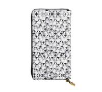 Cute Penguins Sketch - Cartera larga de piel con estampado de pingüinos, cartera personalizada de moda, múltiples ranuras para tarjetas, lista para regalo, Negro -, Talla única