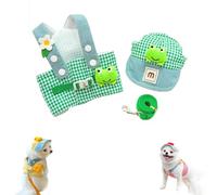 Cute Pet 3-in-1 Set, Dog Chest Harness, Leash and Hat, Suitable For Small Dogs(Green)