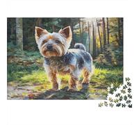 Cute Pet Dog Rompecabezas clásico de cartón Terrier en Sendero Forestal con Rocas musgosas, Regalo Coleccionable de Amigo Invisible 70x50cm/1000 Piezas