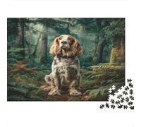 Cute Pet Dog Rompecabezas de Papel Cocker Spaniel en Bosque con helechos, Set de Regalo de cumpleaños para Entrenamiento Cerebral 70x50cm/1000 Piezas