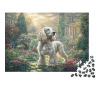 Cute Pet Dog Rompecabezas de Papel Resistente Cocker Spaniel en jardín con Sendero de Piedra, Regalo de cumpleaños para Alivio del estrés 52x38cm/1000 Piezas